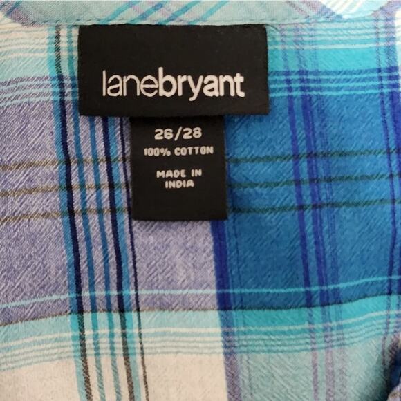 LANE Bryant plaid smocked bodice babydoll peplum top plus size 26/28 4X‎ - Picture 5 of 5